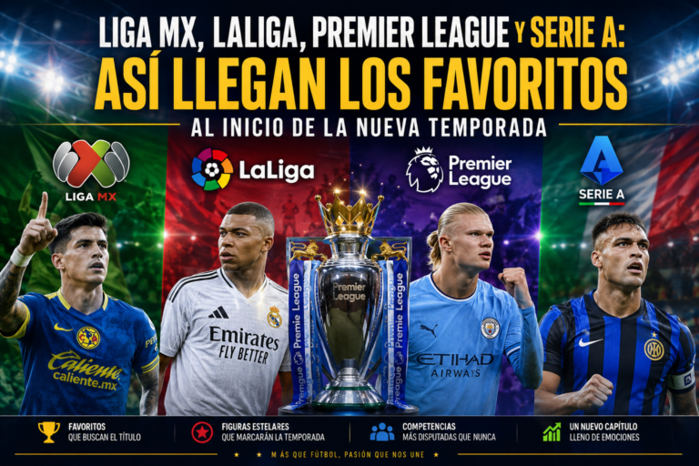 Jugadores representativos de la Liga MX, LaLiga, Premier League y Serie A antes del inicio de la nueva temporada de fútbol.